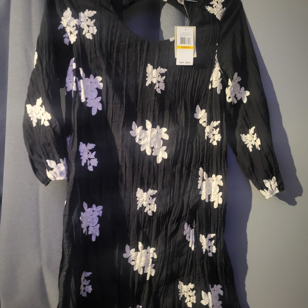 Beige by eci Black and White Floral Midi Dress